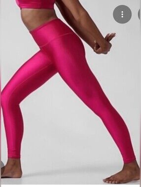 Athleta Elation Shine Hot Pink Sports Bra And Leggings Tights 2 Piece Set S